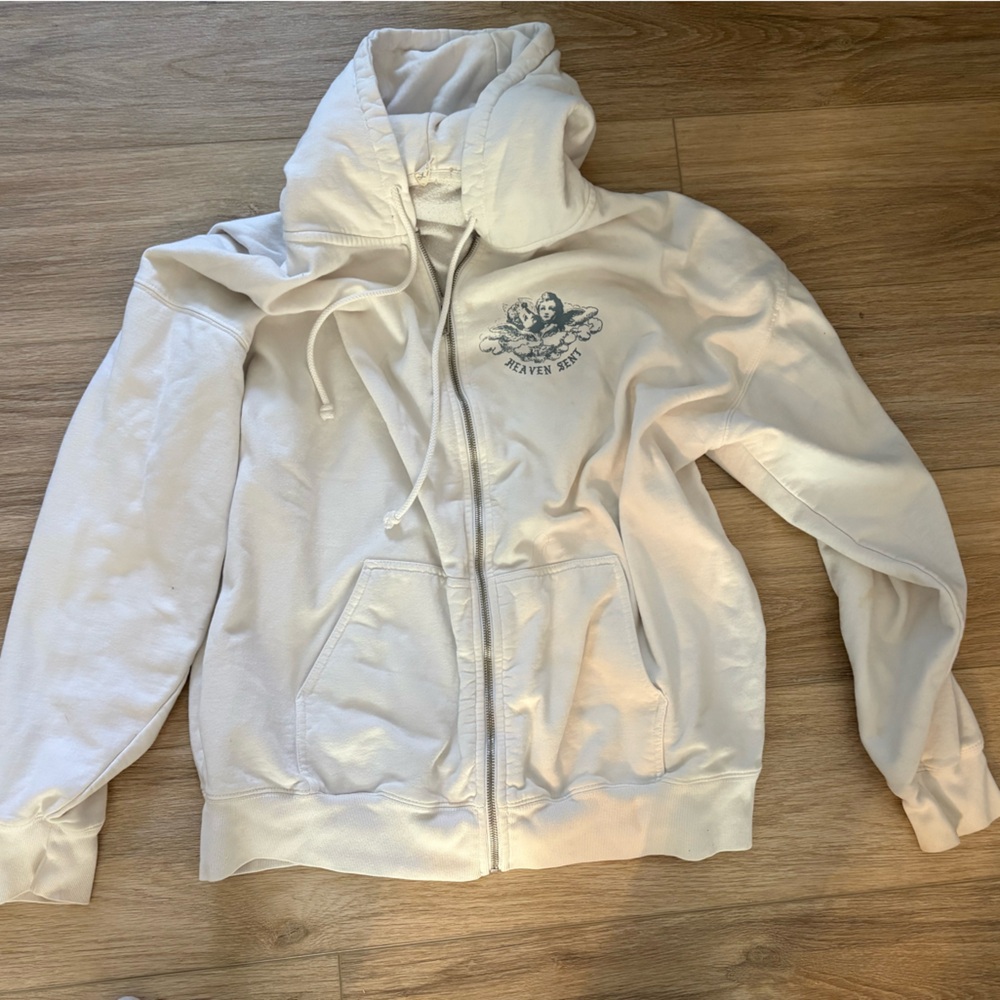 Brandy Melville John Galt Pac Sun Zip up hooded Angel sweatshirt